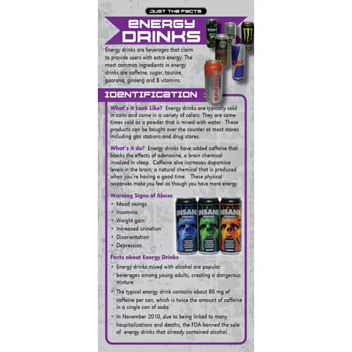 Just The Facts - Energy Drinks Rack Cards - Sold In Sets of 100