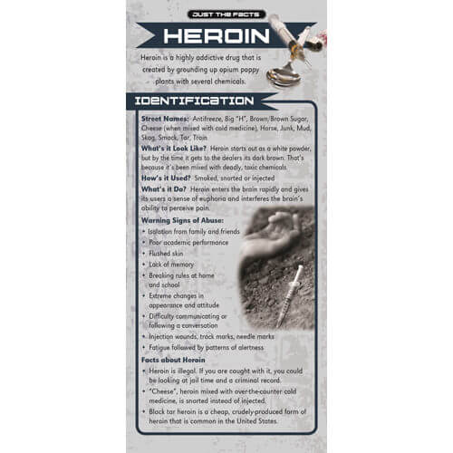 Just The Facts - Heroin Rack Cards - Sold In Sets of 100
