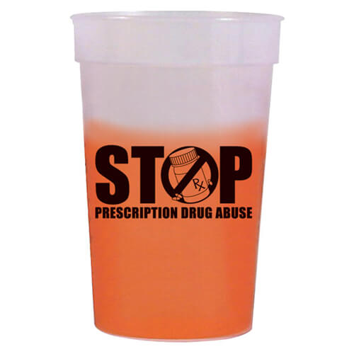 Stop Prescription Drug Abuse - Color Changing Stadium Cup - Frost to Orange