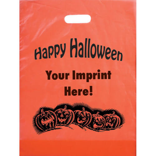 Bag - Halloween, Frosted Orange - 12"W X 15"H X 3" Gusset - Customizable