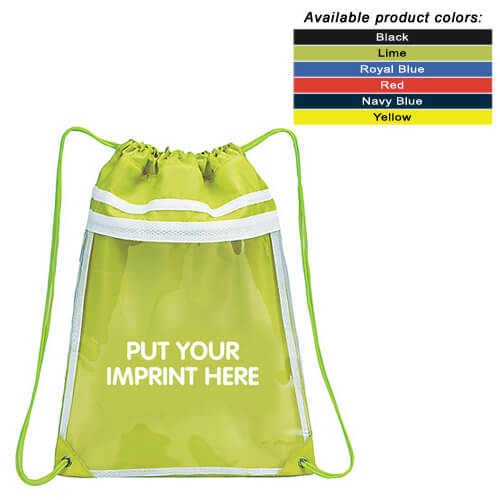 Nylon/Clear Pvc Drawstring Bag- Customizable