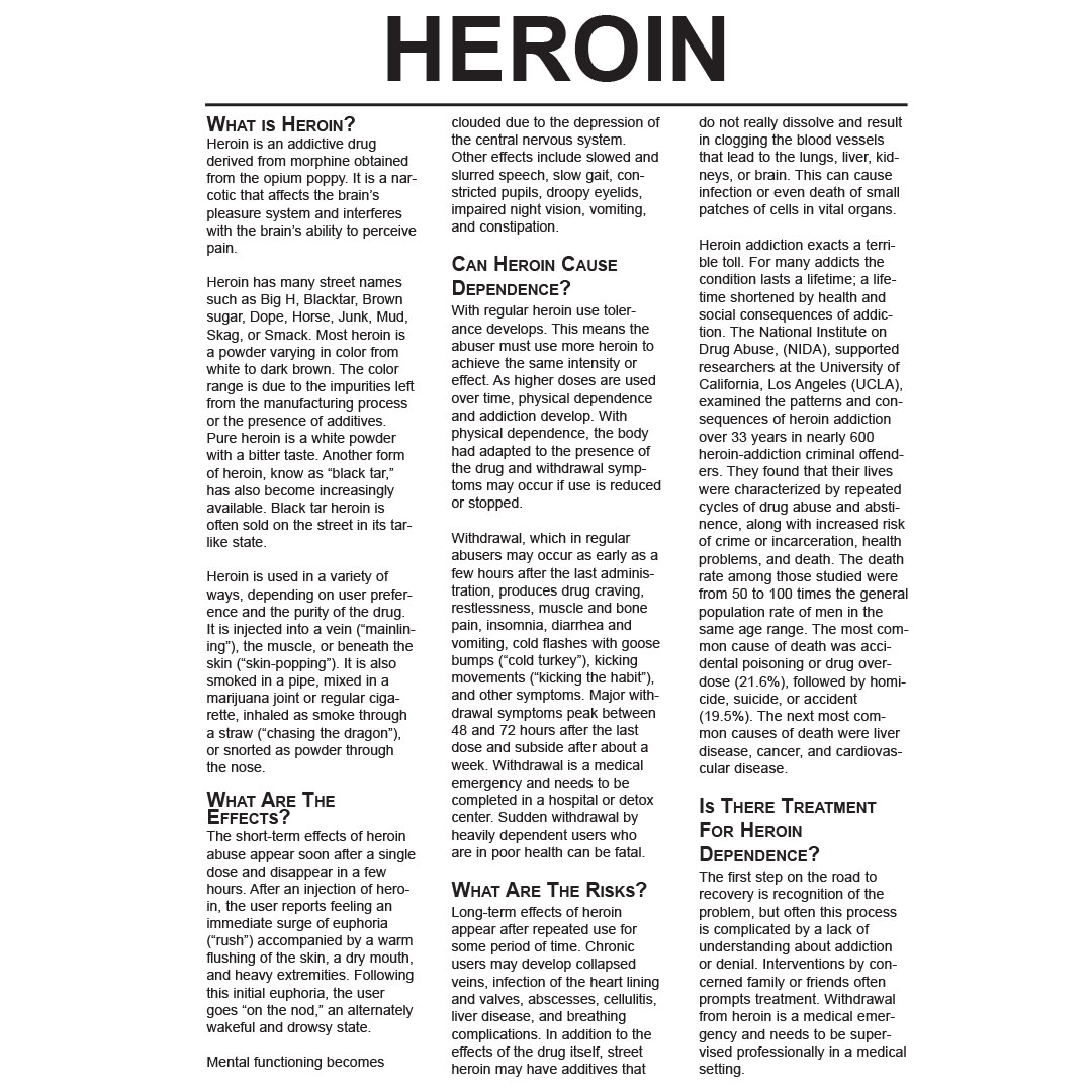 Heroin – Drug Fact Sheets (Sold in Sets of 50)