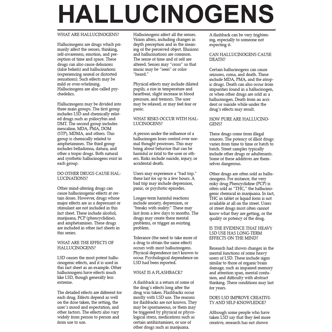 Hallucinogens – Drug Fact Sheets (Sold in Sets of 50)