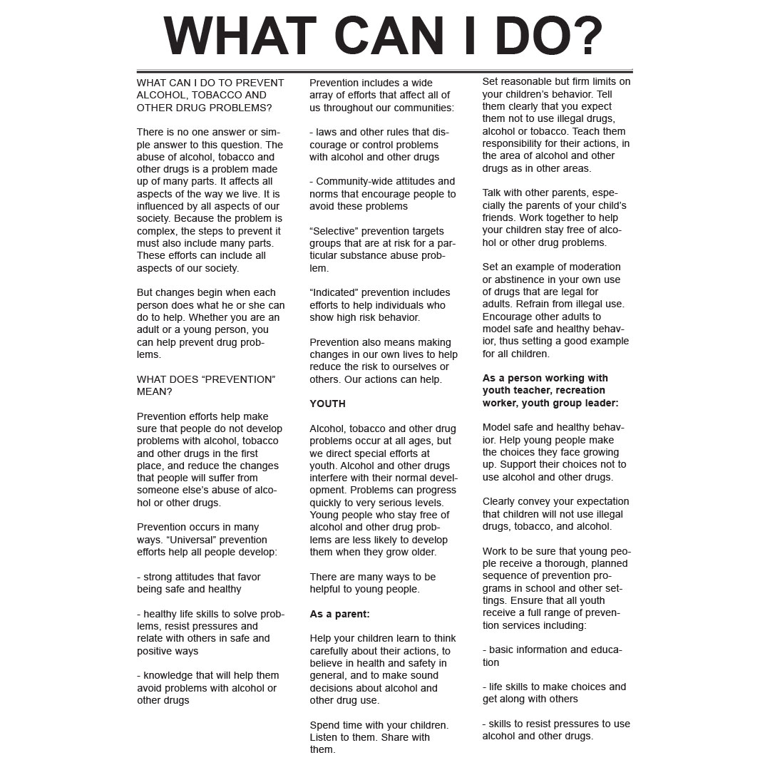 What Can I Do to Prevent Drug Abuse – Drug Fact Sheets (Sold in Sets of 50)