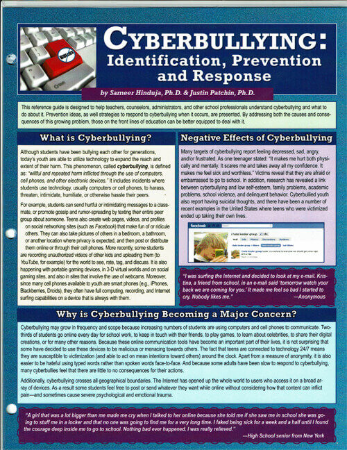 Cyberbullying: Identification, Prevention and Response - Laminated Guide 3