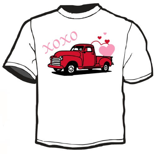 Shirt Template: Red Truck with Hearts 2