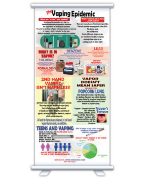 Vaping Epidemic table top banner shows the danger of vaping