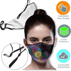 3 layer Face Mask with filter pocket & adjustable loop masks 3