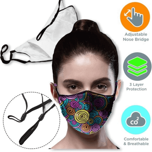 3 layer Face Mask with filter pocket & adjustable loop masks 1