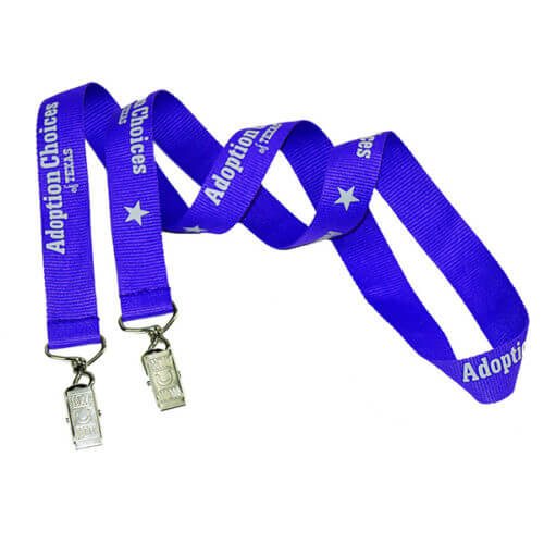 Double Ended Polyester Lanyard with Bulldog Clip 3/4" - Customizable 3
