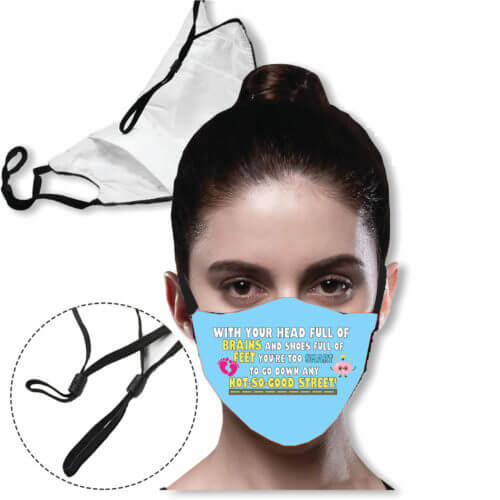 Predesigned Masks: With Your Head- 3 layer Mask with filter pocket & adjustable loop masks 3