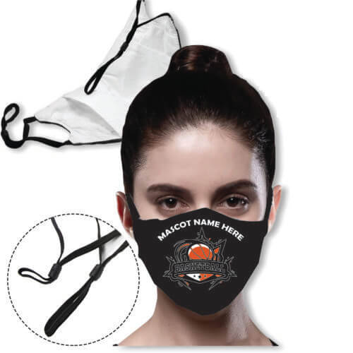 Predesigned Masks: Basketball - 3 layer Mask with filter pocket & adjustable loop masks 3