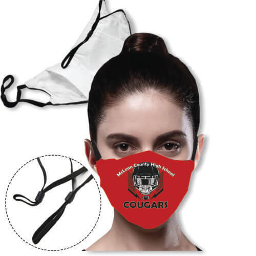 Predesigned Masks: Football - 3 layer Mask with filter pocket & adjustable loop masks 3