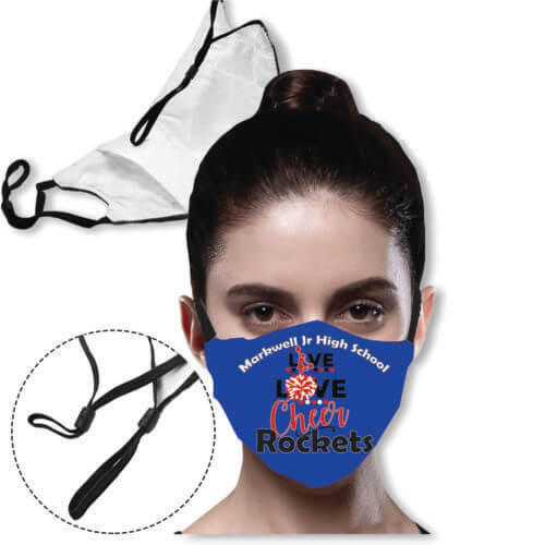 Predesigned Masks: Cheerleading - 3 layer Mask with filter pocket & adjustable loop masks 3