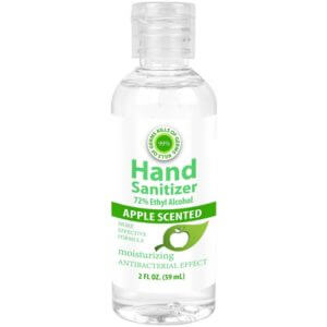 2 oz Custom Label Green Apple Scent GEL Hand Sanitizer 72% Alcohol USA Made - Customizable