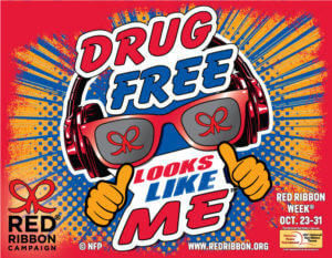Red Ribbon Week Car Magnet | Drug Free Looks Like Me™ 1