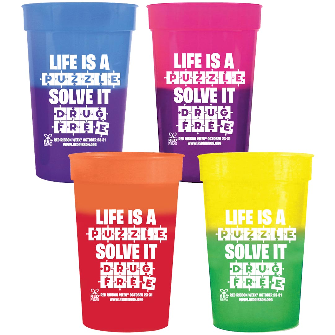 Red Ribbon Temperature Color Changing Cups