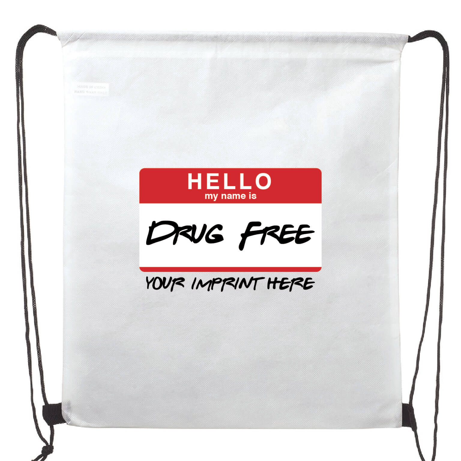 Drug Prevention Backpack (Customizable): Hello My Name Is Drug Free
