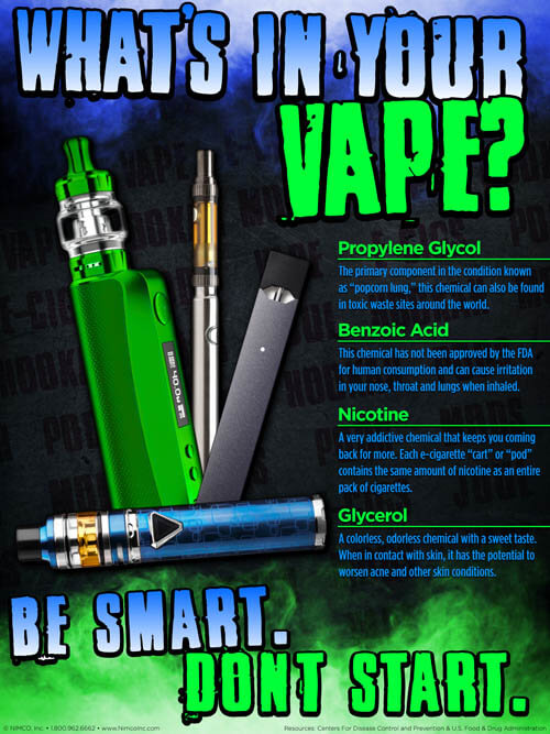 Dangers Of Vaping Poster Whats In Your Vape Nimco Inc 0047