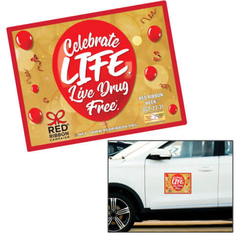 Celebrate Life. Live Drug Free. Red Ribbon Week Car Magnet