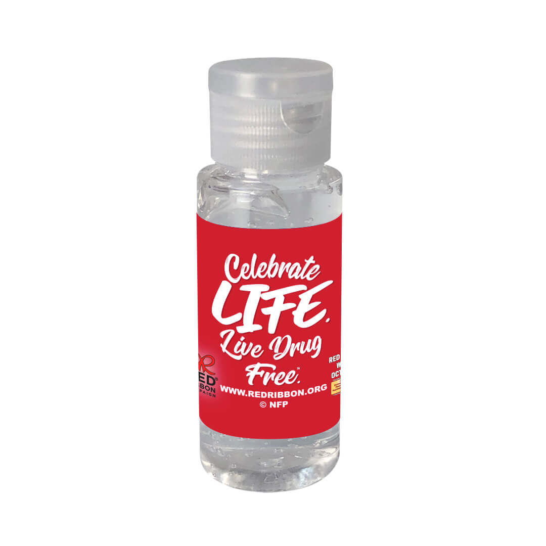 Celebrate Life. Live Drug Free. Red Ribbon Week Hand Sanitizer
