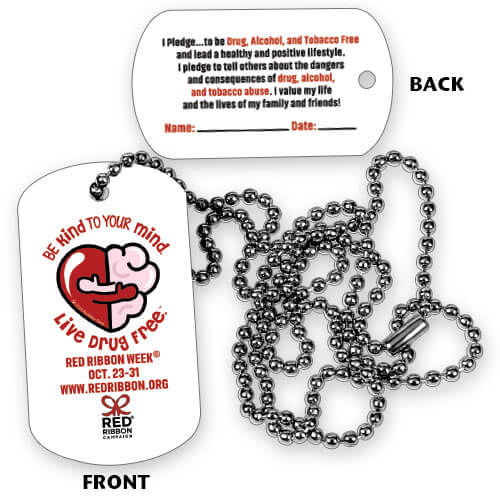 Red Ribbon Week Dog Tags | Be Kind To Your Mind. Live Drug Free.™ 2