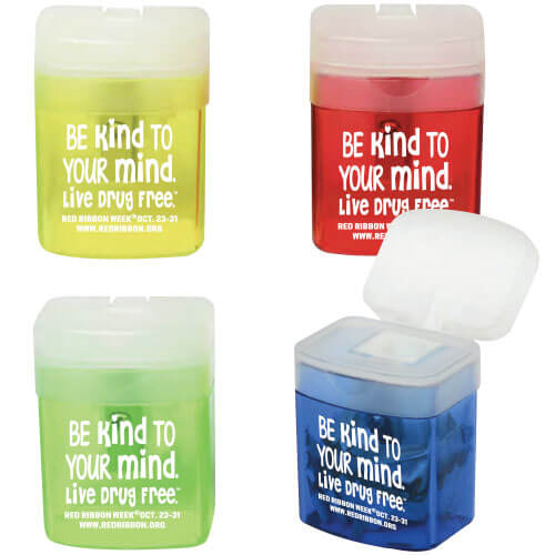 Red Ribbon Week Pencil Sharpeners | Be Kind To Your Mind. Live Drug Free.™ 1