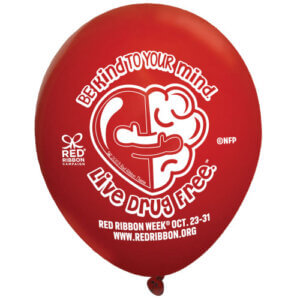 Red Ribbon Week Balloon | Be Kind To Your Mind. Live Drug Free.™ 25