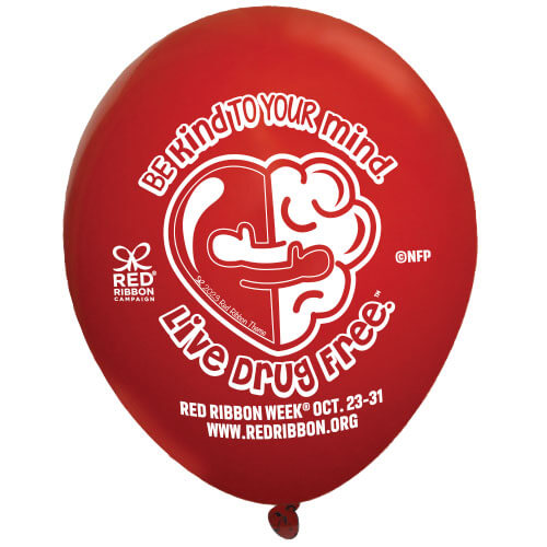 Red Ribbon Week Balloon | Be Kind To Your Mind. Live Drug Free.™ 1