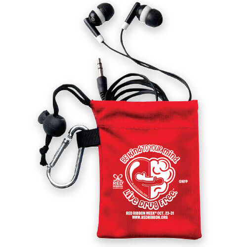 Red Ribbon Week EarBuds | Be Kind To Your Mind. Live Drug Free.™ 2