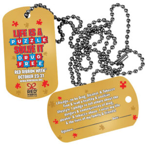 Red Ribbon Week Dog Tags