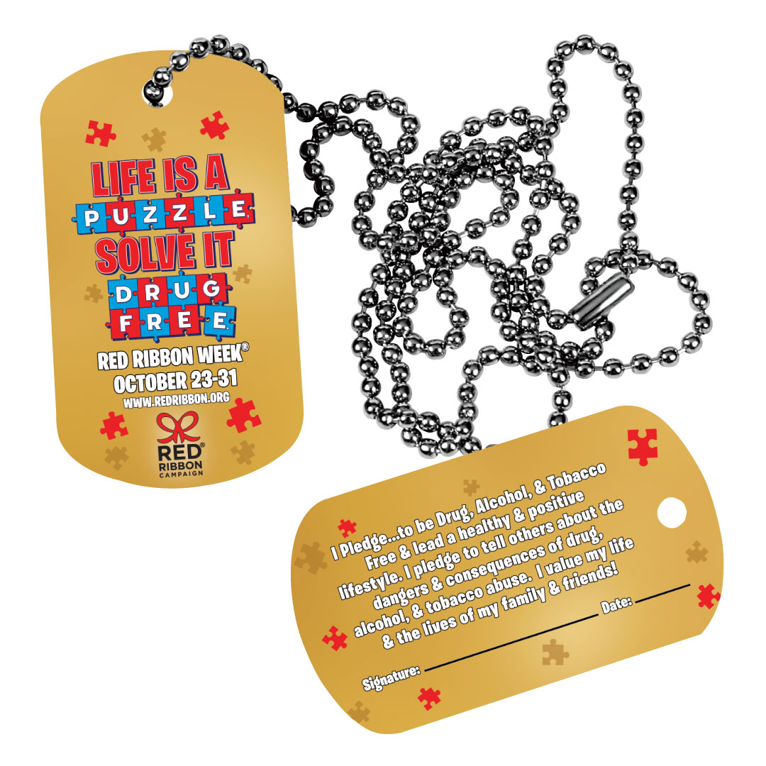 Red Ribbon Week Dog Tags