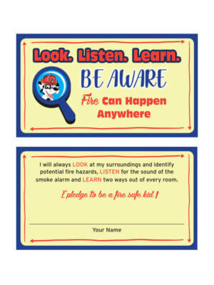 Look, Listen, Learn Fire Safety Pledge Cards Set of 100