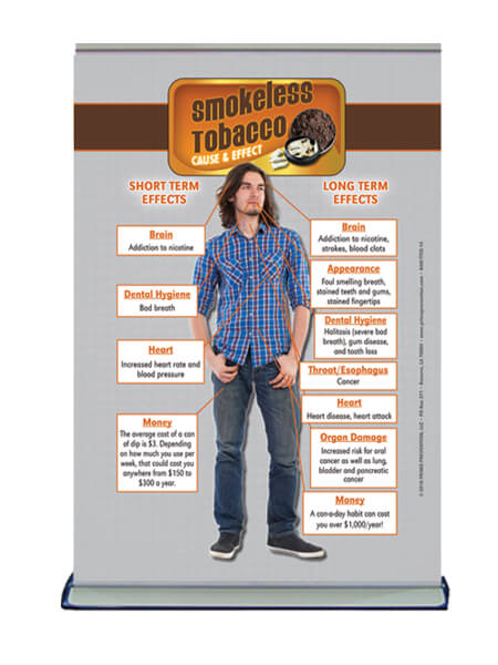 Cause & Effect: Smokeless Tobacco Table Top Retractable Banner (11.5" x 16.5") 1