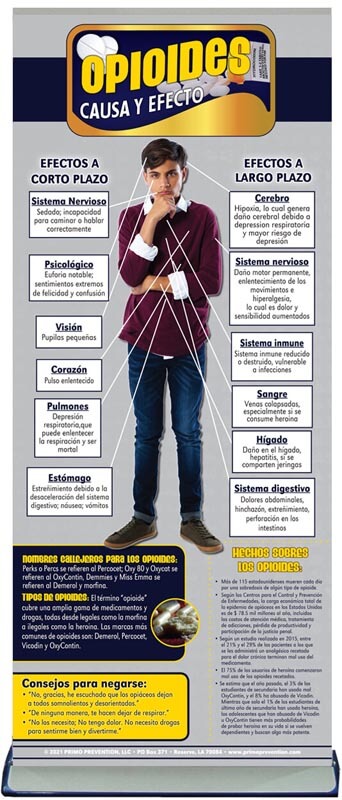 Cause & Effect Opioids Prevention Retractable Banner - Spanish 1