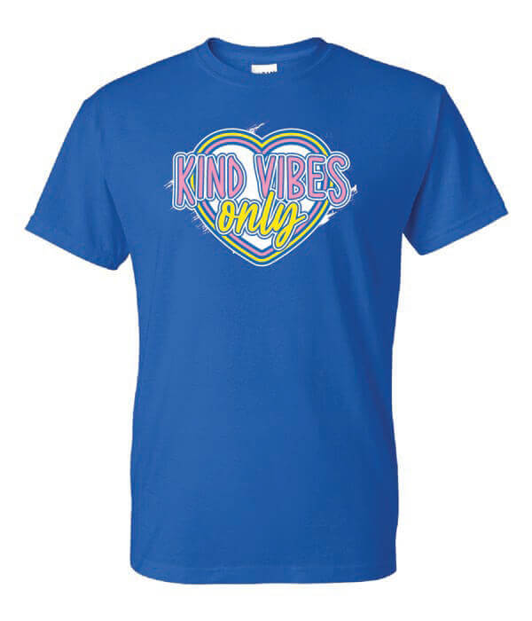 Kind Vibes Only with Heart Shirt Template for customization