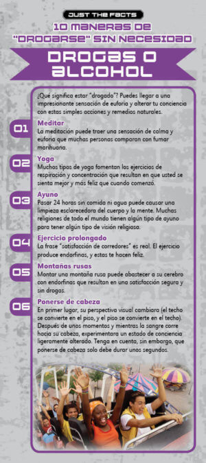 Just The Facts - 10 Ways To Get High Without Drugs or Alcohol Rack Cards - Sold In Sets of 100 - Spanish 3