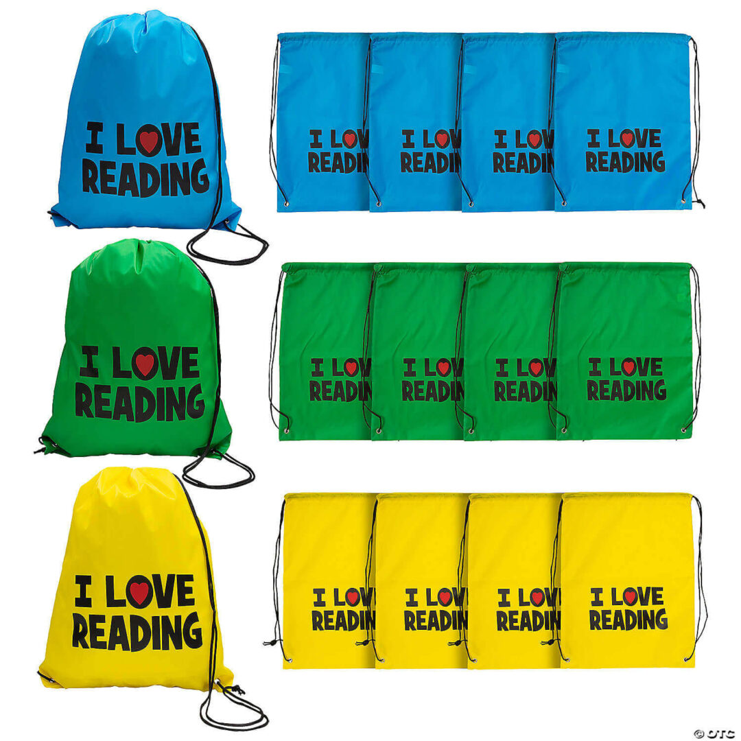 Drawstring Backpack: I Love Reading – Set of 12