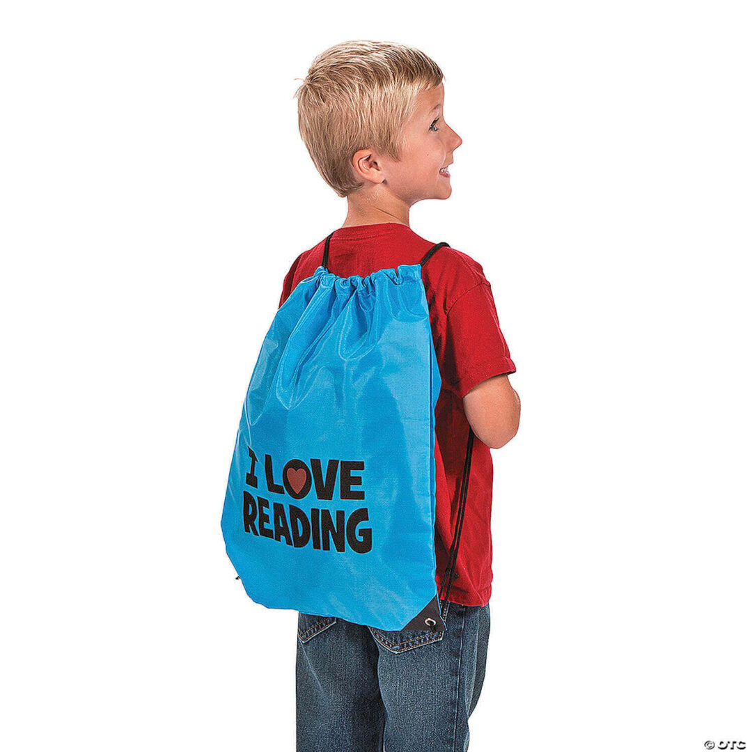 Drawstring Backpack: I Love Reading – Set of 12