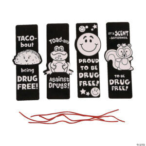 Color Your Own Fuzzy Red Ribbon Week Bookmarks - Set of 12||