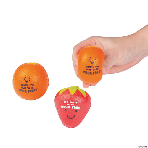 Drug Free Fruit Character Stress Toys - 12 Pc.