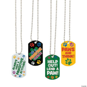 Pawsitive Character Dog Tag Chain Necklaces - Set of 12|