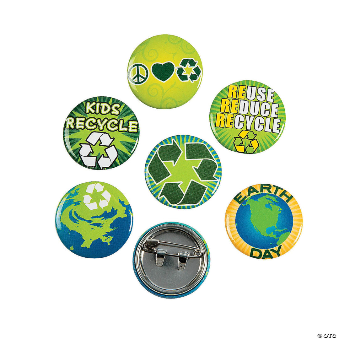Buttons: Earth Day &  Recycle Mini Buttons – Set of 48