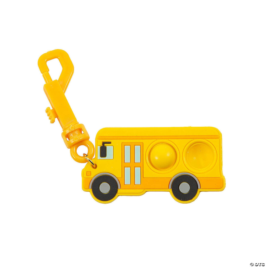 Lotsa Pops Popping Toy School Bus Backpack Clips – Set of 12