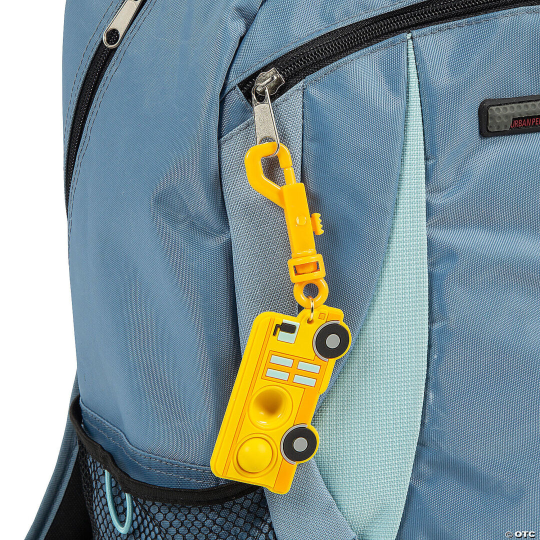 Lotsa Pops Popping Toy School Bus Backpack Clips – Set of 12