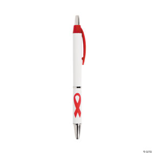 Red Ribbon Awareness Grip Pen