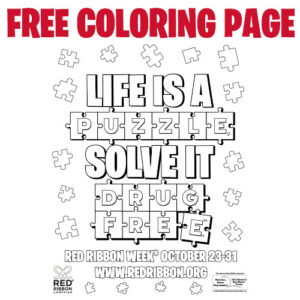 Red Ribbon Week Theme Coloring Page