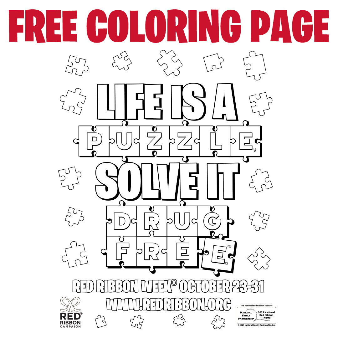 Red Ribbon Week Theme Coloring Page