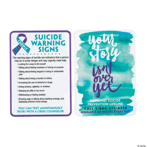 Suicide Awareness Plastic Wallet Cards – 36 Pc. – 2 1/2″ x 3 1/2″