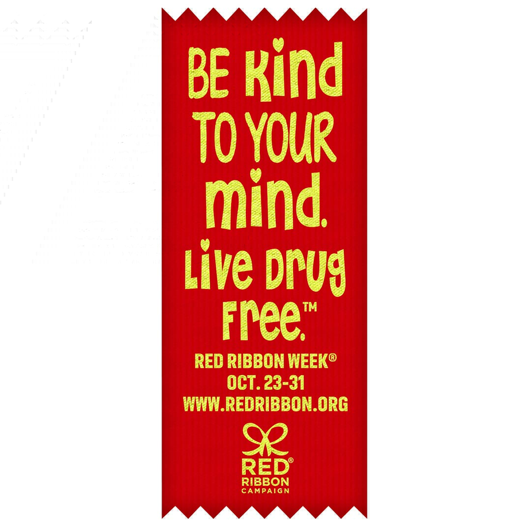 Be Kind To Your Mind. Live Drug Free.™ | Drug Prevention Ribbons Self Stick